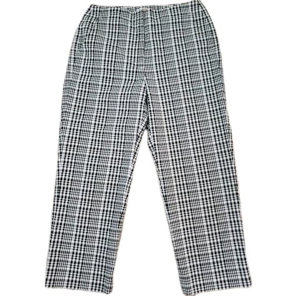 Talbots ~Woman Size 6~ White/Brown Plated Print Stretch Cotton Blend Pants Crop. - Picture 12 of 12